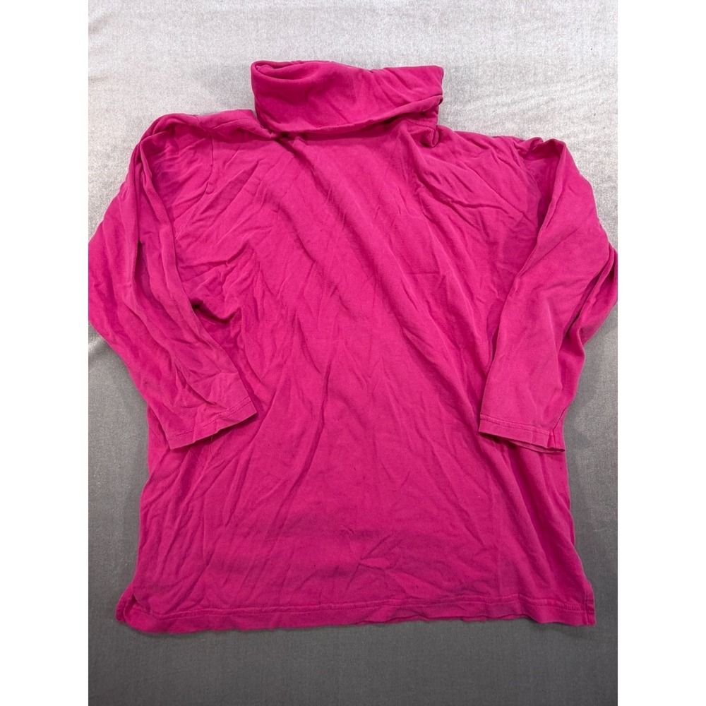 Vintage Rafaella Women Turtleneck Shirt Pink Long‎ Sleeve Small 100% Cotton